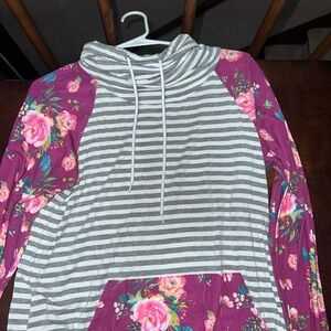 Striped and Floral cowlneck